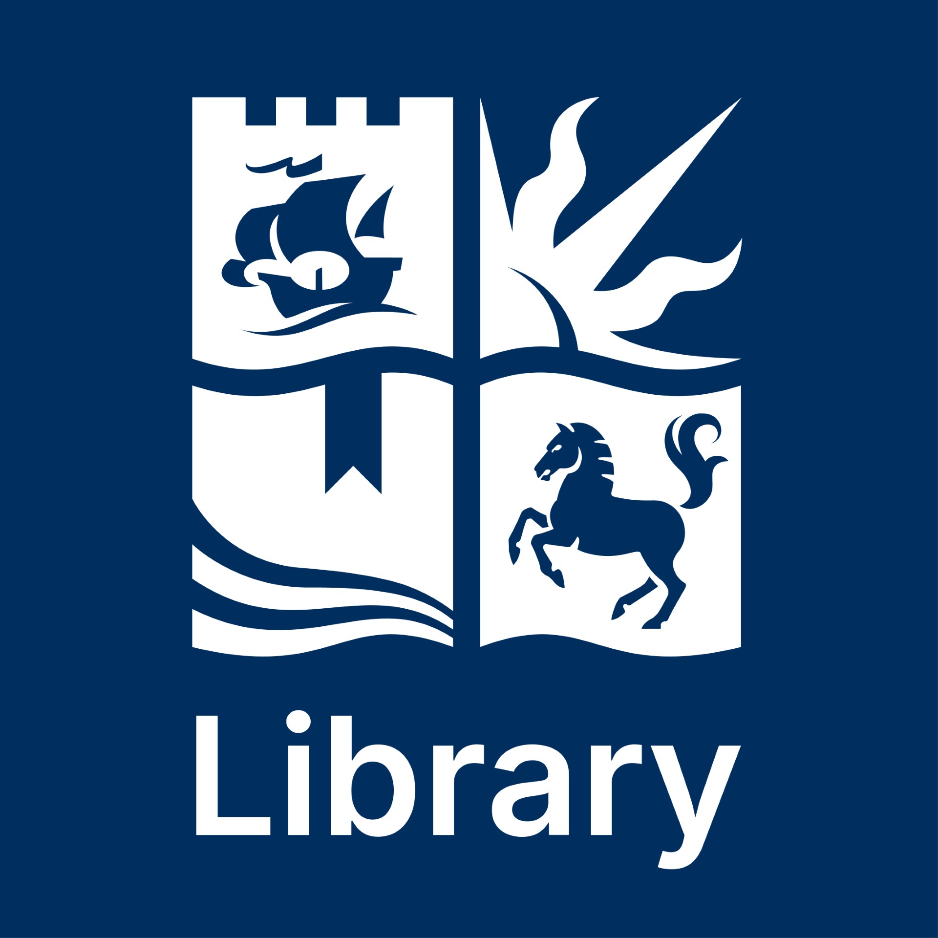 The University of Bristol emblem with 'library' written beneath